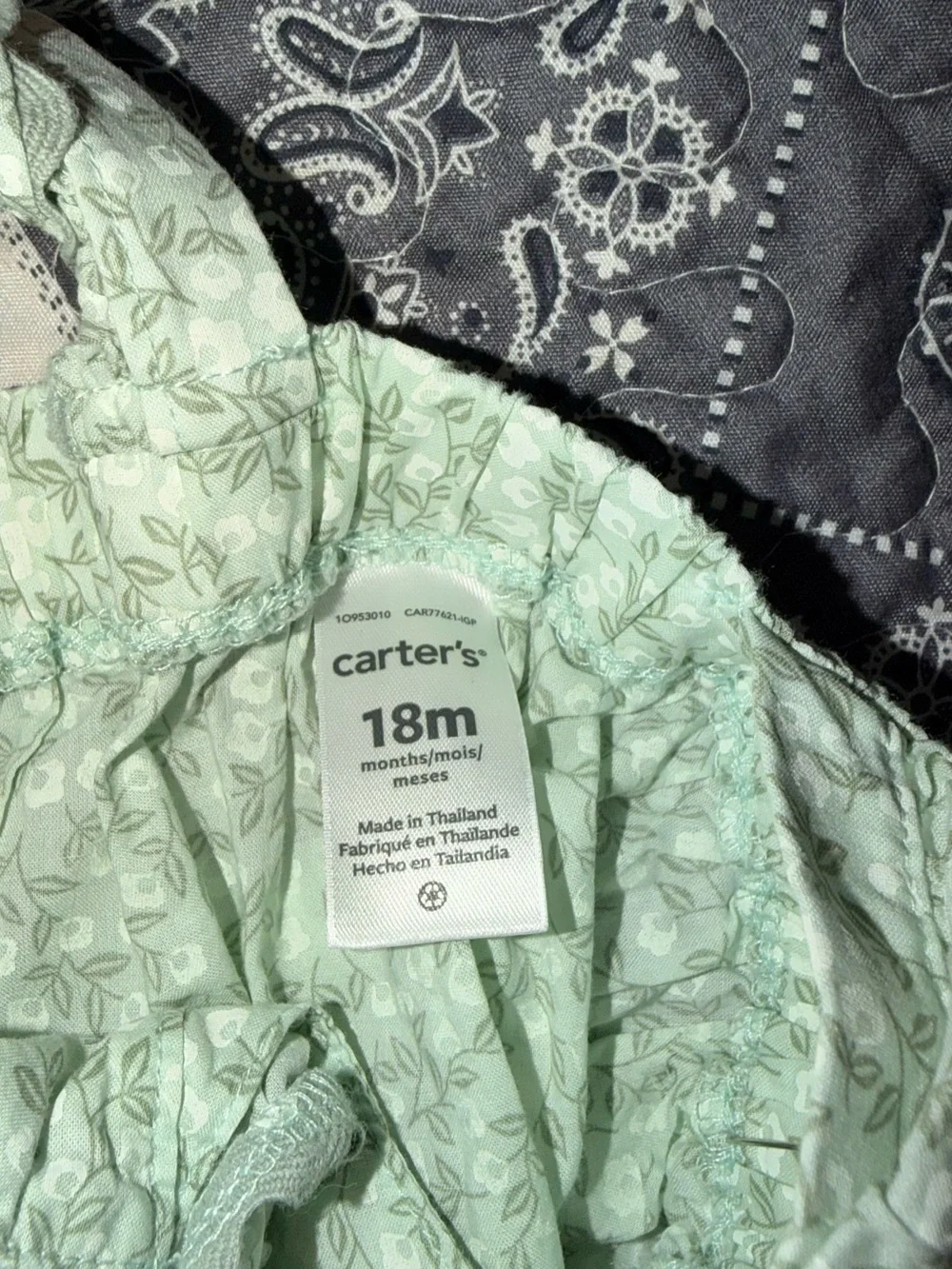 Carter’s Baby Girls Size 18 months Two Piece Dress Set Green Floral